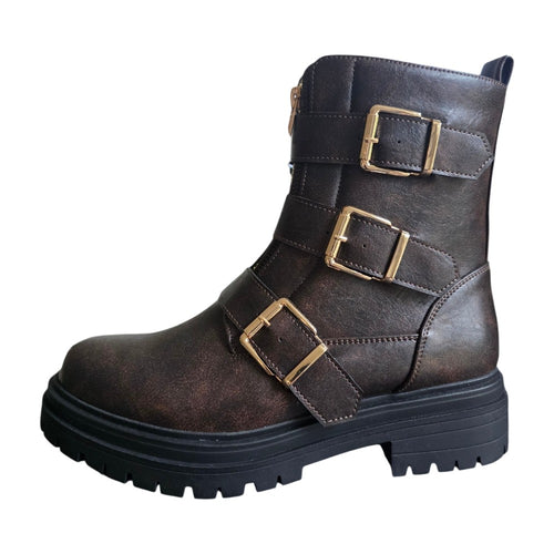 Dames biker boot 221 Donker Bruin