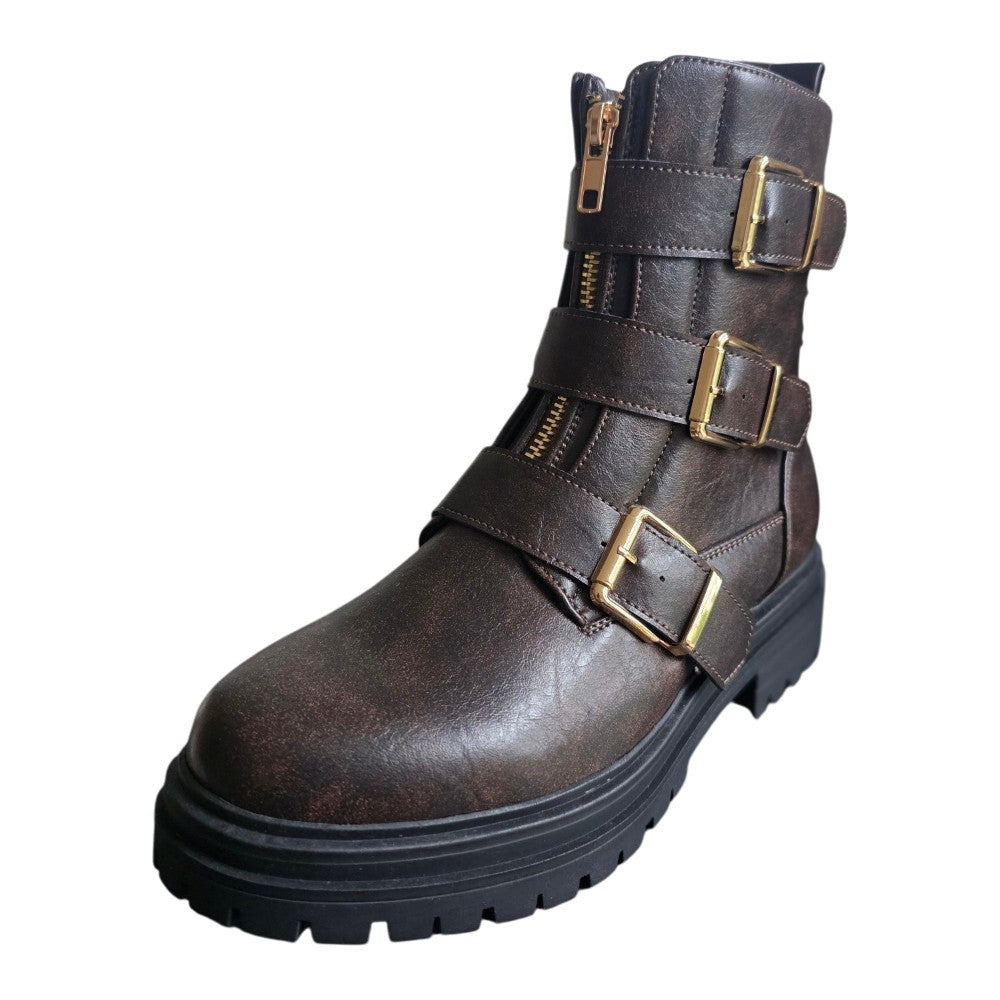 Dames biker boot 221 Donker Bruin