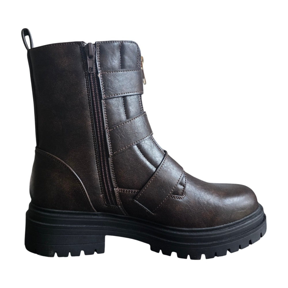 Dames biker boot 221 Donker Bruin