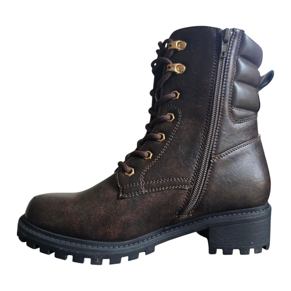 Dames biker boot 390 Donker Bruin