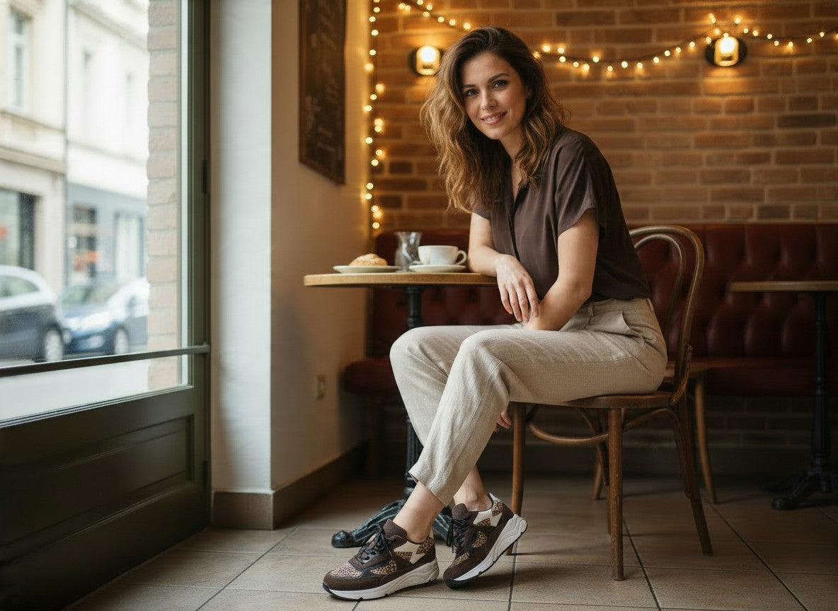 Dames sneaker 849 leer Donker Bruin